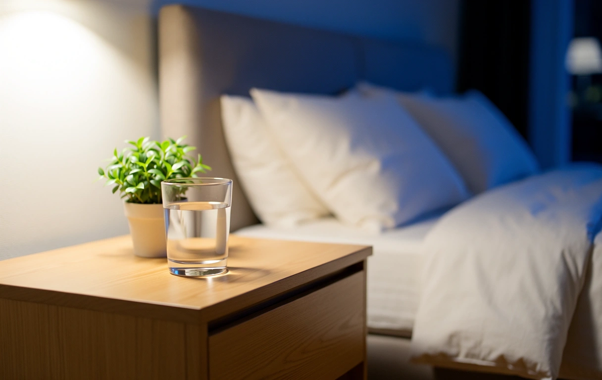 Detalle de mesita de noche minimalista